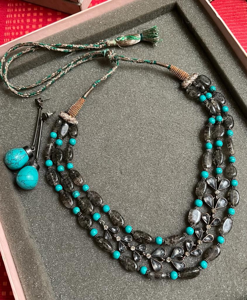 Blue Beads with Earrings